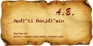 Apáti Benjámin névjegykártya