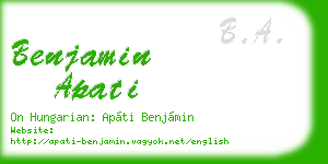 benjamin apati business card