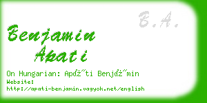 benjamin apati business card